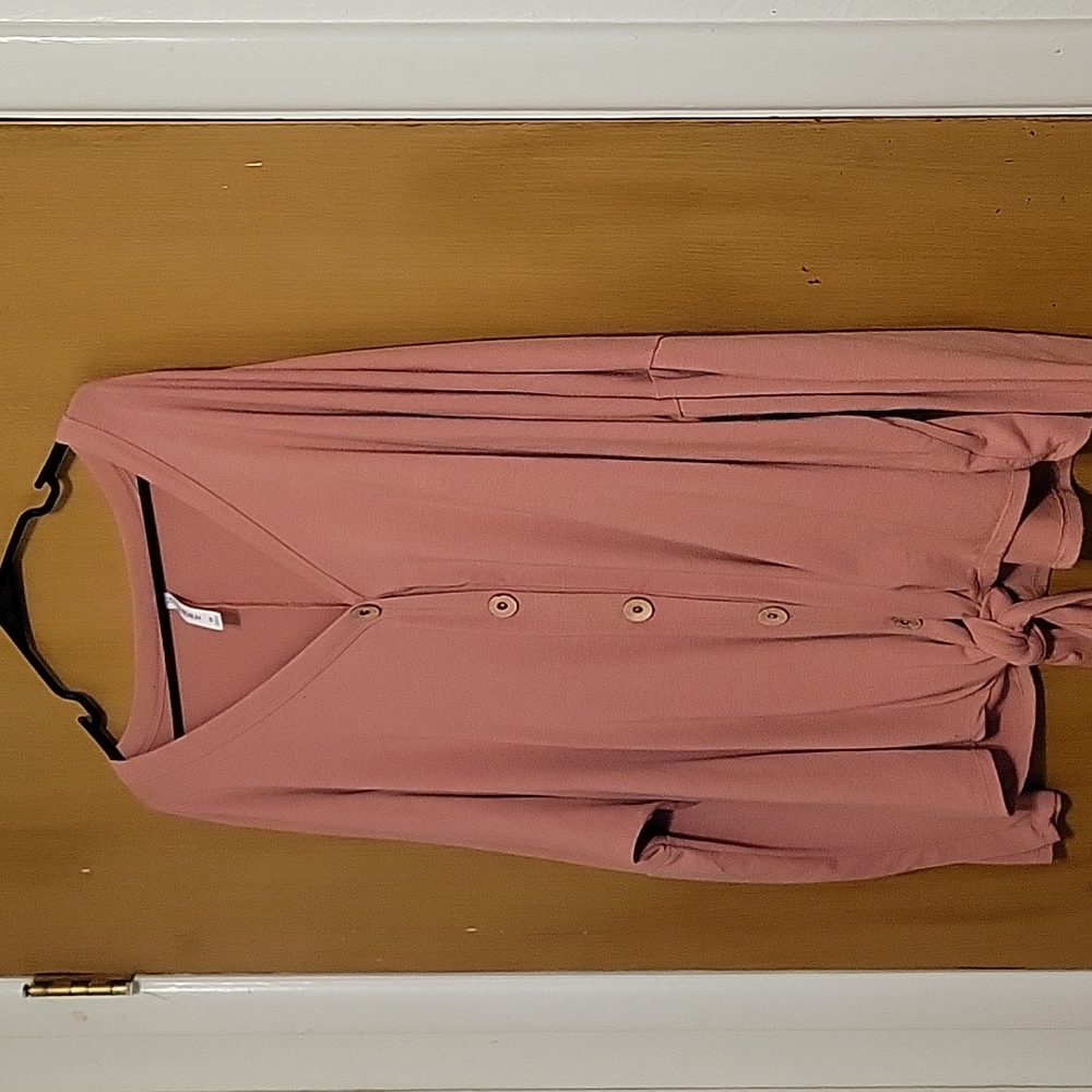 Zenana Premium Big Button Tied Up Sweater